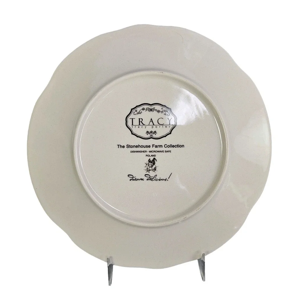 Tracy Porter Rooster Salad Plates Set 4 Stonehouse Farm Collection Scallop Rim